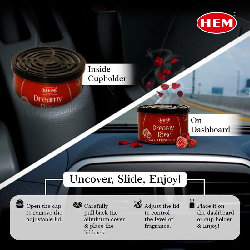HEM Dreamy Rose Car Air Freshener - 42g | Natural Car Perfume | Refreshing & Long-Lasting Fragrance | Easy to Use & Compact Design that Perfectly Fits | Ideal for On-the-Go Air Freshening - Image 4