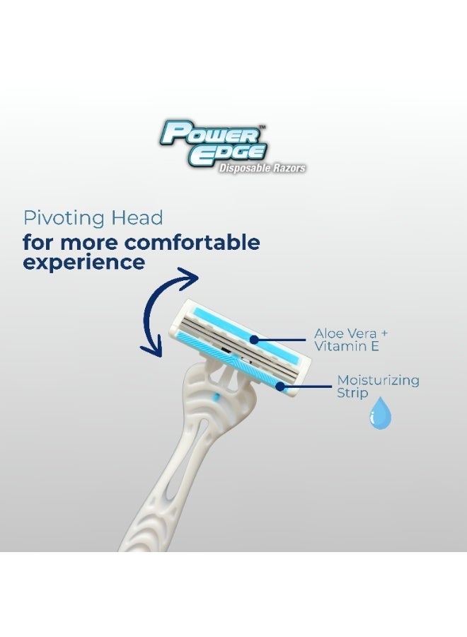 Power Edge Lady Silk Moisturizing Disposable Razor, 3 Blade System with Swivel Head, 4 Pack - Image 4