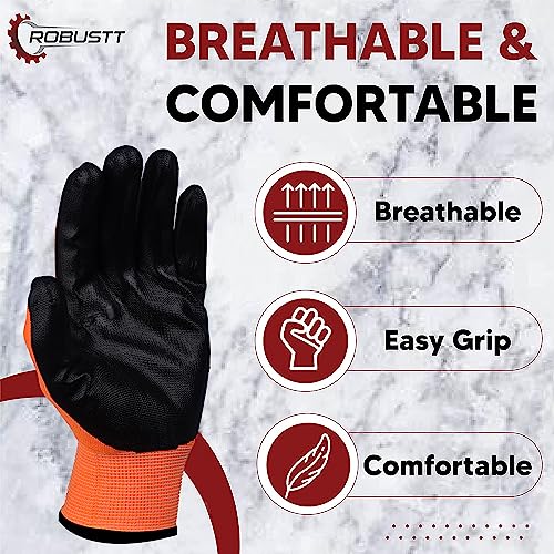 Robustt Nylon Nitrile Half Coated (Back Also) Industrial Safety Hand Gloves (Pack of 1) Anti-Cut | Cut Resistant | Heat Resistant | Industrial Use | for Finger and Hand Protection. - Image 5