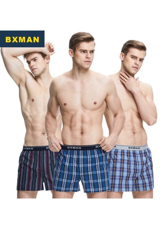 Bxman Loose Men's Underwear, Men's Boxer Briefs, Pure Cotton Woven Aro Pants, Sleepwear, 3-pack Ew212223, 170m - Image 1