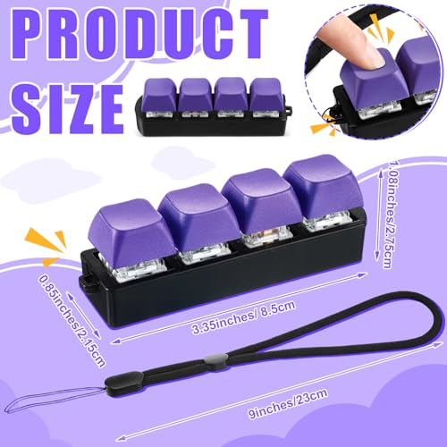 Ferreve 2 Pcs Keyboard Fidget Toys Fidget Clicker Keyboard FourButton Clicker Keychain Button ADHD Stress Relief Gifts for Adult to Relief Stress Pass The TimePurple - Image 5