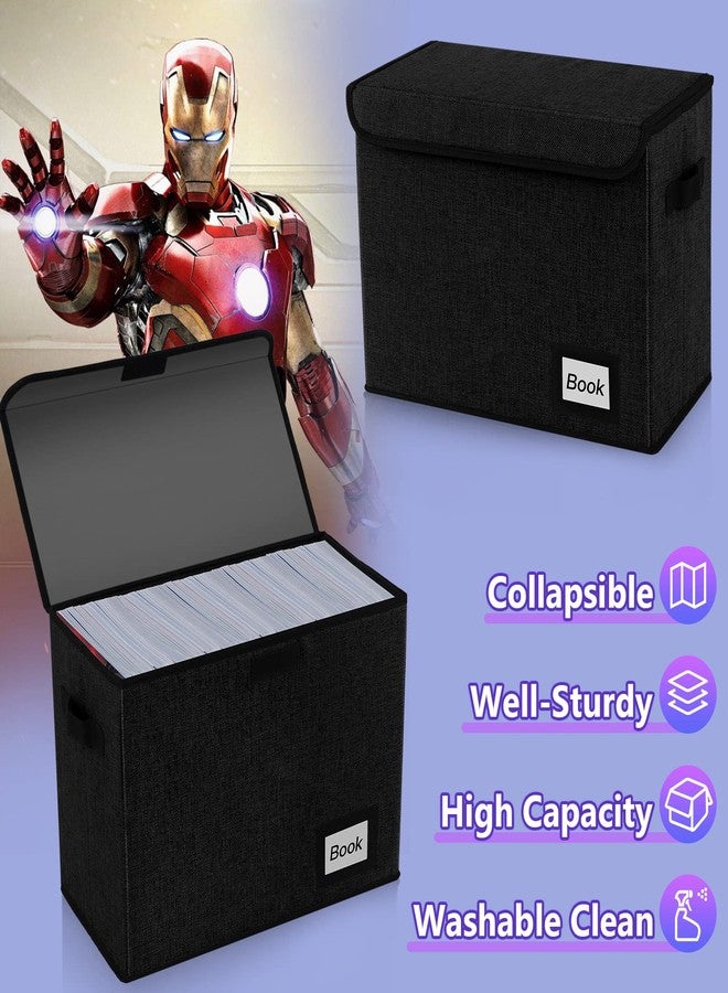 YNSZAS Comic Book Storage Box 15.8" X 7.8" X 11.8", Collapsible Holds 160-180 Comic Book Organizer Heavy Duty Bin Container Holder Shelf (Black) - Image 2