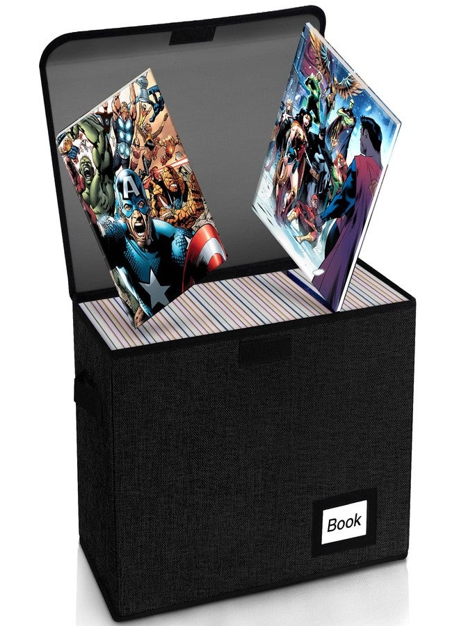 YNSZAS Comic Book Storage Box 15.8" X 7.8" X 11.8", Collapsible Holds 160-180 Comic Book Organizer Heavy Duty Bin Container Holder Shelf (Black) - Image 1