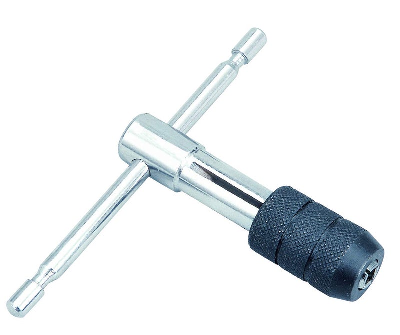 GROZ Tap Wrench with T-Type Handle for use in Hard to Reach Areas| Ideal for Holding Taps, Reamers, Screw Extractors & Other Small Hand Turned Tools| Hardened Steel Jaws| Tap Size: M6-M10| TW/1-2 - Image 1
