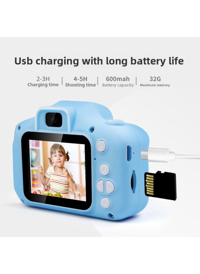 Generic - Children Digital Camera X200 HD Camera Toy Photographable Silicone Protective Case Gift-Color:X200 Blue (general Clear) - Image 1