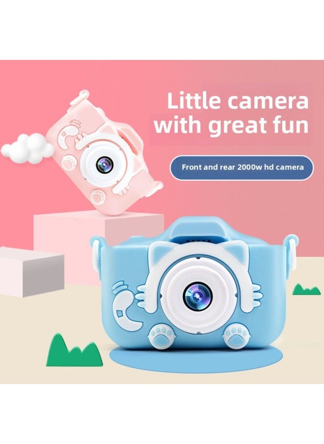 Generic - Children Digital Camera X200 HD Camera Toy Photographable Silicone Protective Case Gift-Color:X200 Blue (general Clear) - Image 1