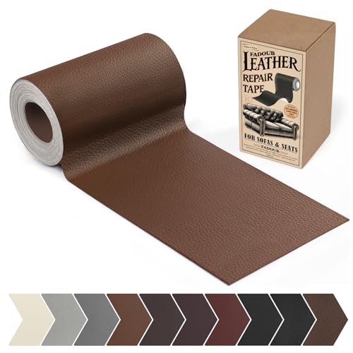 Fadoub Leather Repair Patch 4 x 63In Self Adhesive Leather Repair Tape for Furniture Vinyl Repair Tape for Repairing Vinyl Couch Sofa Car Seats Car Interior Brown - Image 1