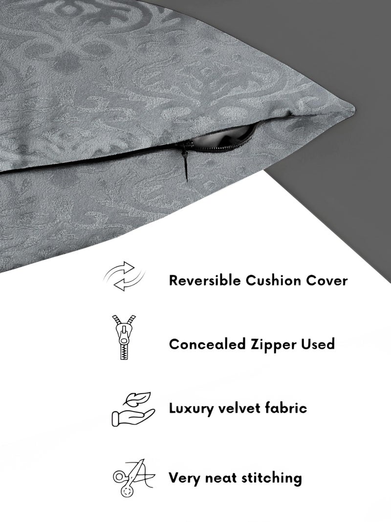 STARNSTYLE Velvet Decorative Cushion Cover 16x16 Inch - Set of 4, Soft Solid Damask Square Throw Pillow Covers for Sofa, Living Room or Home Decor - 40x40 cm Grey - Image 4