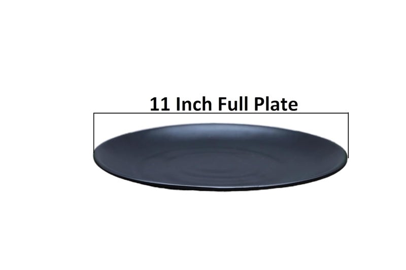 Amar Industries Melamine Dinner Set Full Plates Matte Black Spiral Design Elegant Unabreakable Durable Stylish Light Weight Set of 2 - Image 4