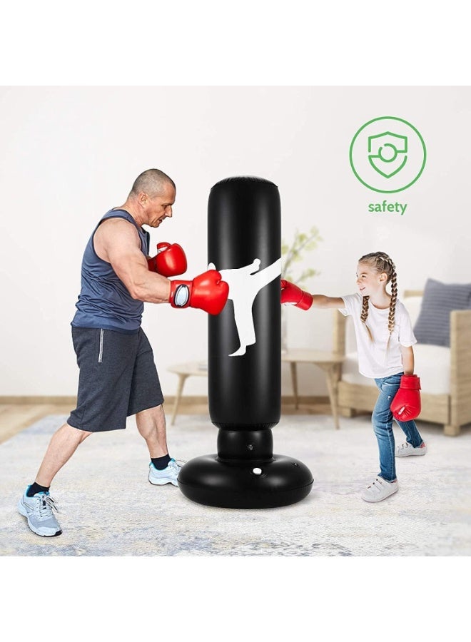 HOMESTAR Inflatable Punching Bag, Children's Punching Bag with Air Pump, Freestanding Boxing Inflatable Punching Bag, Rebound Type, Suitable for Karate, Taekwondo - Image 2