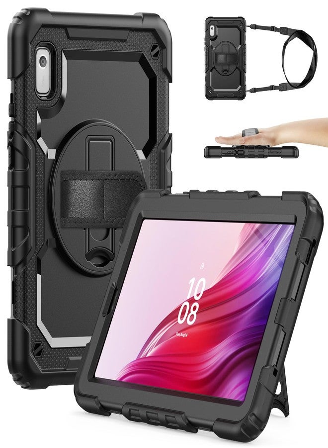 SIBEITU جراب SIBEITU لجهاز Lenovo Tab M9 TB-310FU إصدار 2023 مع واقي شاشة وحامل قلم، جراب حماية ثلاثي الطبقات مقاوم للسقوط مقاس 9.0 بوصة مع حامل دوار 360 درجة وحزام لجهاز Lenovo Tab M9 (أسود) - Image 1