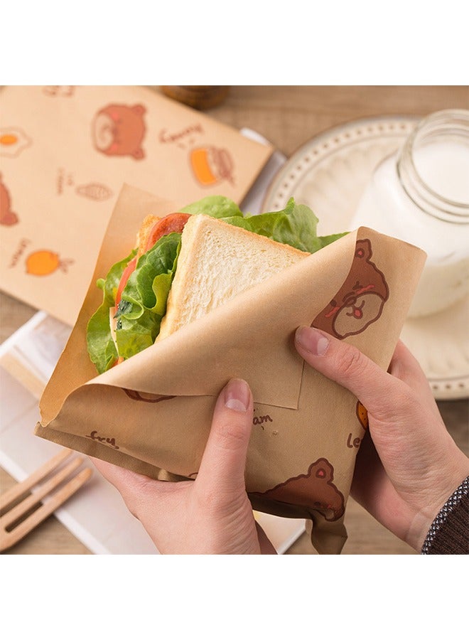 50PCS Kraft Paper Packing Bags Letters Printed Pastry Donut Bread Bags Wedding Decoration Food Greaseproof Paper Bags Hamburg Box Oil Proof Food Grade Sandwich Packing Bags  - Image 4