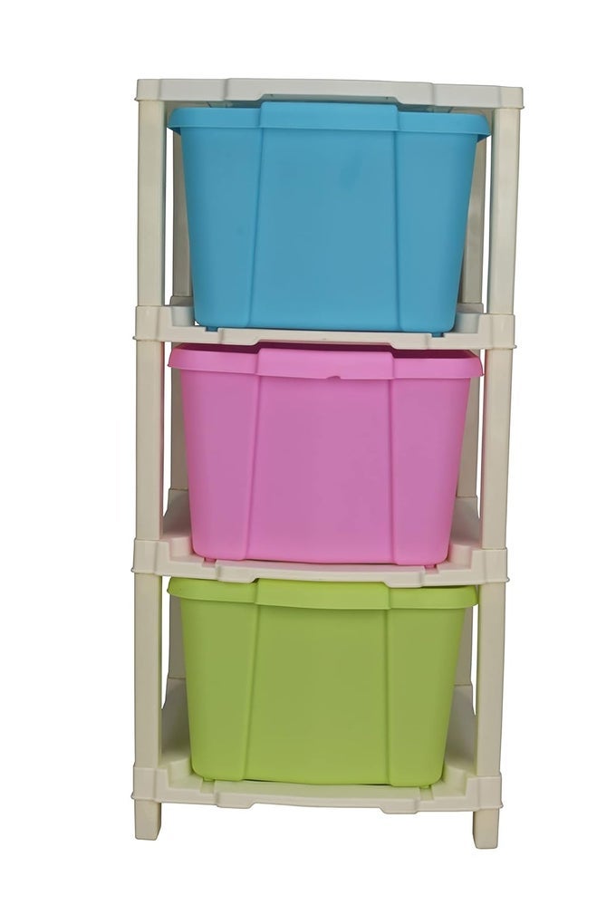 SPACER PLASTIC RECTANGULAR MODULAR MULTIPURPOSE DRAWER STORAGE SYSTEM FOR HOMEOFFICEBANKKITCHEN MULTICOLOR 3 DRAWERS