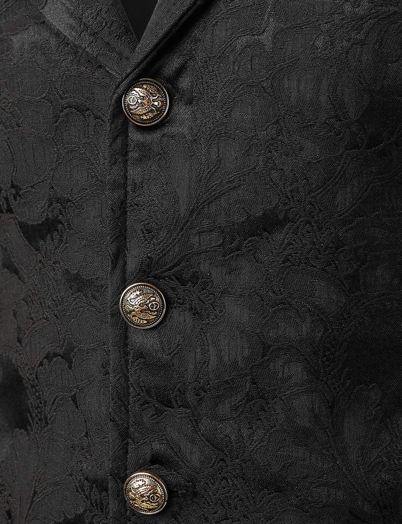 VATPAVE Mens Victorian Suit Vest Steampunk Gothic Waistcoat Large SU14 Black - Image 4