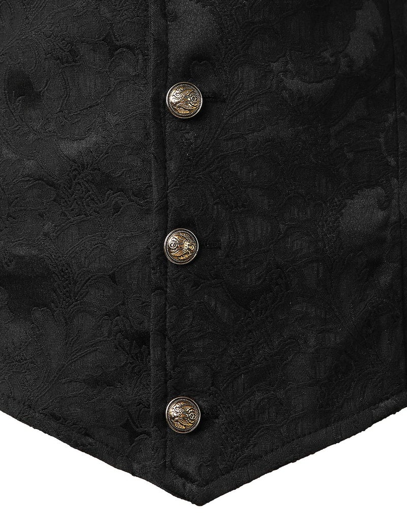 VATPAVE Mens Victorian Suit Vest Steampunk Gothic Waistcoat Large SU14 Black - Image 5