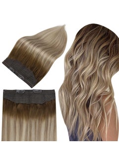 Full Shine Full Shine Invisible Wire Hair Extensions One Piece Clip In Extensions With Transparent Wire Elastic Fish Wire Hair For Women 90G Ombre Hair Extensions Wire Secret Hairpiece For Women 20 Inch 