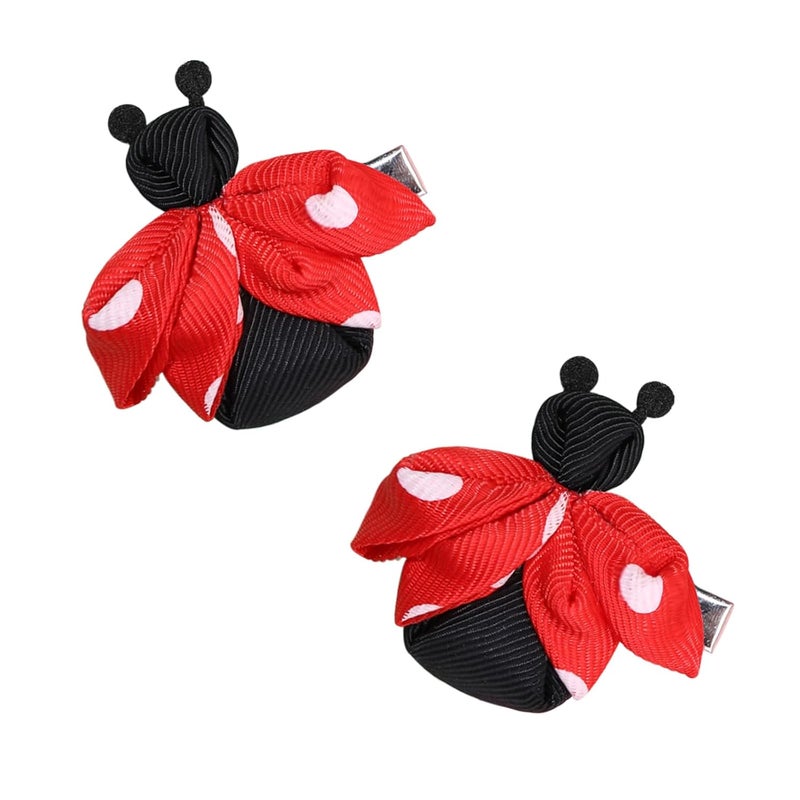 Cute Hair Clips for Girls Ladybug Hair Clip Summer Hair Clips Red Hair Barrettes Nonslip Hairpin Grosgrain Ribbon Hair Pins Insect Hairgrip Back to School Hair Accessories for Hair Decoration 2Pcs