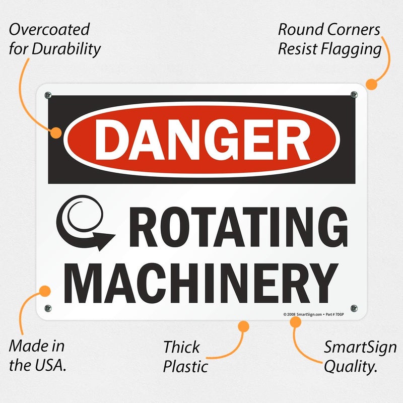 SmartSign "Danger - Rotating Machinery" Sign | 10" x 14" Plastic - Image 2