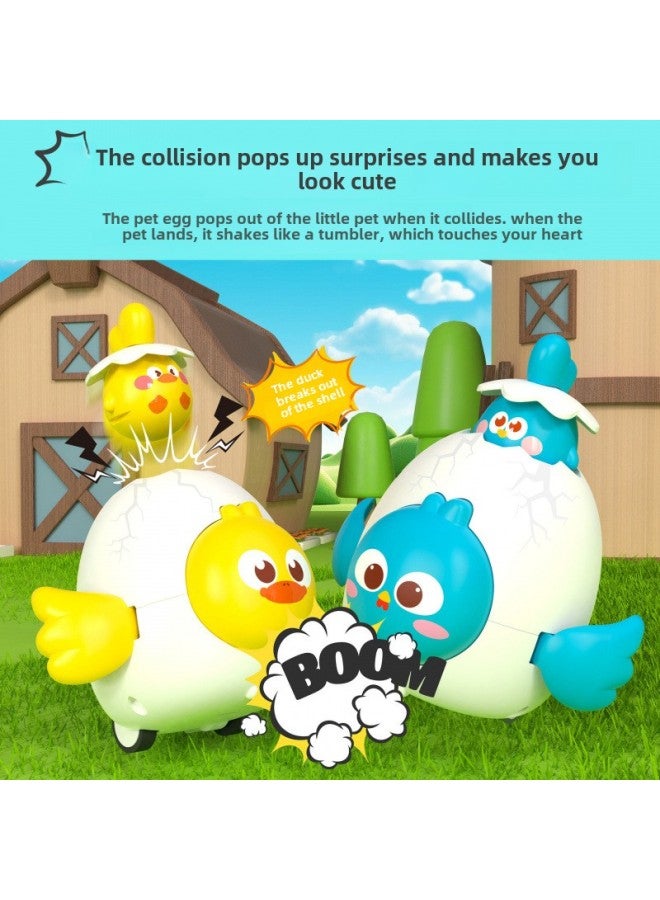 Collision Pet Eggs Eject Tumbler Cartoon Chicks Pair Touch Puller Baby Toy Small Gift-Color:Orange Chick  - Image 2