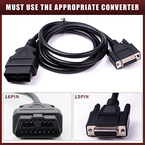 gtpartes Original Main Cable Replacement OBDII OBD2 Fit for Launch X431 CRP129 CRP123 Creader VII+ Creader VIII Diagnostic Extender Connector Cable Scanner Code Readers Scan Tools Accessories 16 Pin Black - Image 2