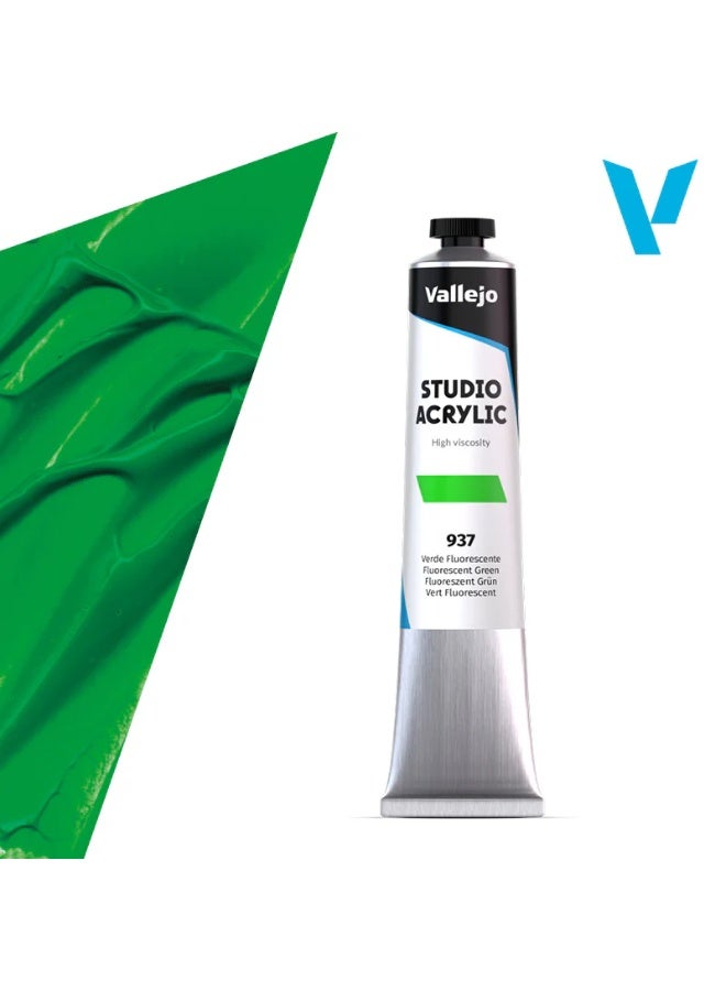 فاليجو أكريليك ستوديو فلو ٥٨ مل - أخضر فلوري - طلاء أكريليك احترافي عالي الصبغة نيون