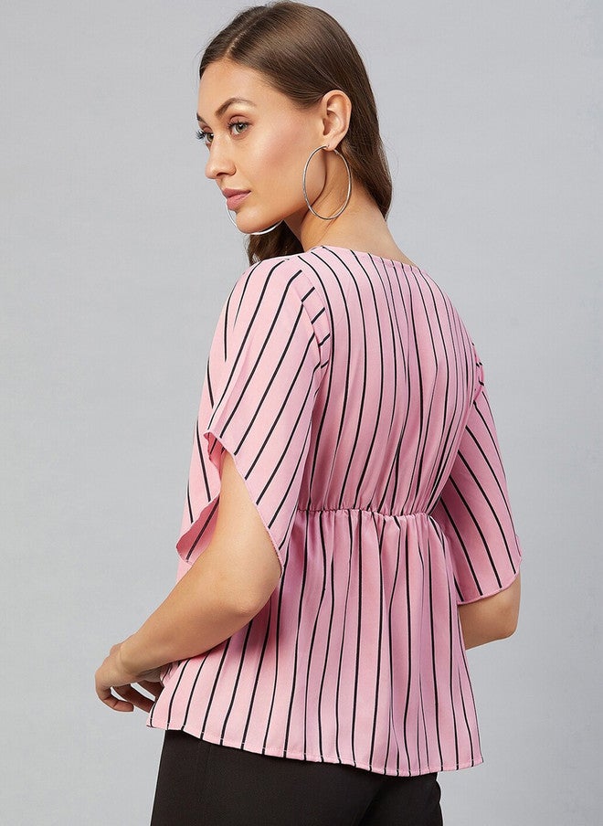 CHIMPAAANZEE Women Pink & Black Striped Top - Image 5