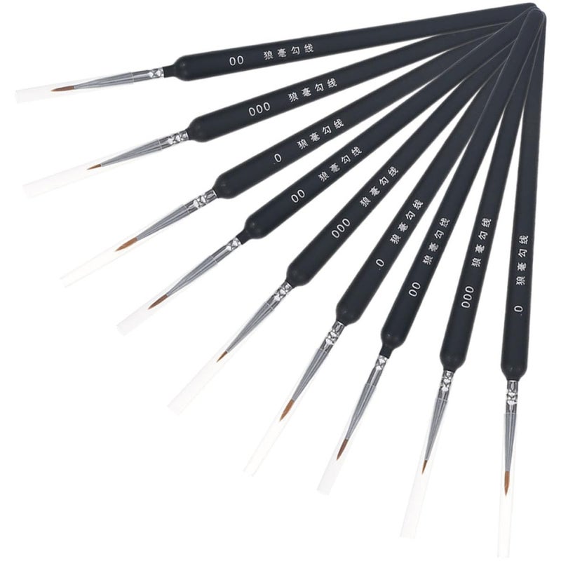 9pcs Wolf Hair Liner Paintbrush Set Professional Art Brushes for Watercolor and Oil Painting - Image 2