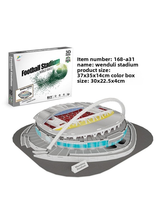 3D Jigsaw Puzzle World Cup Football Stadium Construction Stadium Model Children's DIY Puzzle Toy-Color:Wembley Stadium, England - Image 1