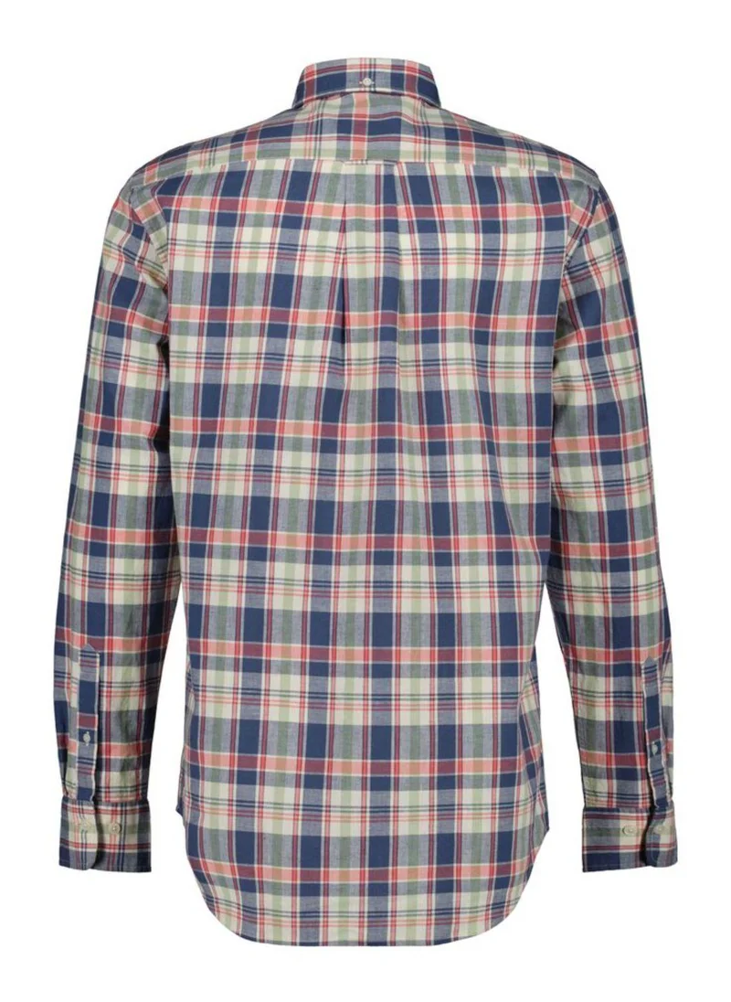 غانت Gant Regular Fit Checked Cotton Linen Shirt