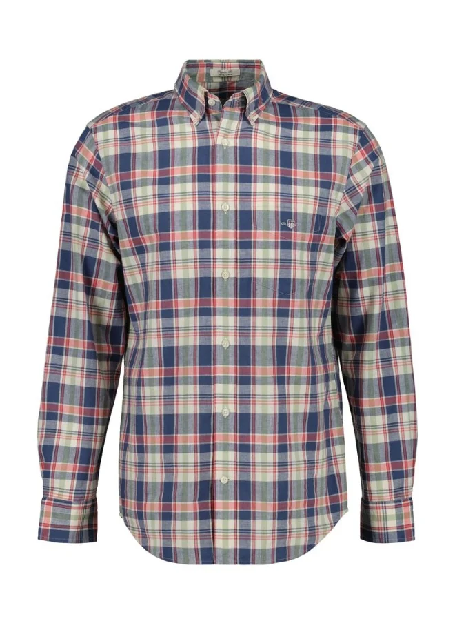 GANT Gant Regular Fit Checked Cotton Linen Shirt