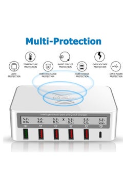 Generic USB fast charger multi port 100w 6 Port USB fast charging station, fuhaoxan fast charging 3.0 QC 3.0 and PD speed charger, maximum wireless charging 10W, suitable for iPhone XS  - Image 4