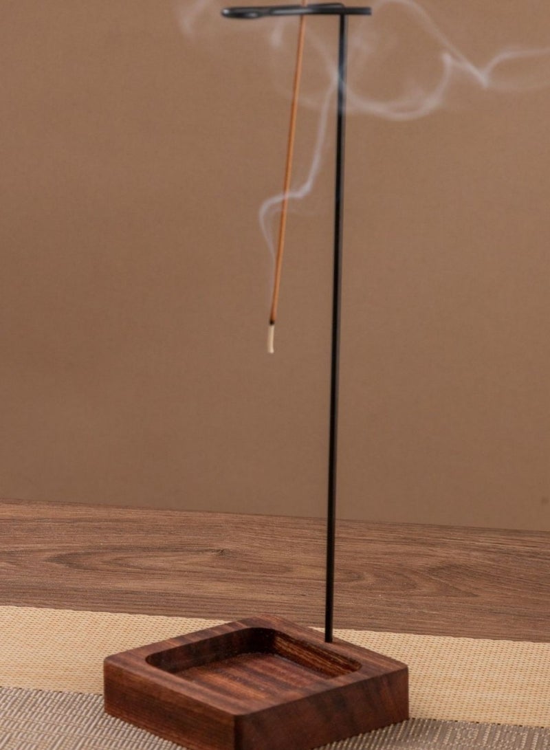 Incense Holder, Multi-Purpose Design Wooden Incense Burner ash Catcher with Brass Incense Stick Holder for Home Decor Yoga Spa Madiation - Image 1