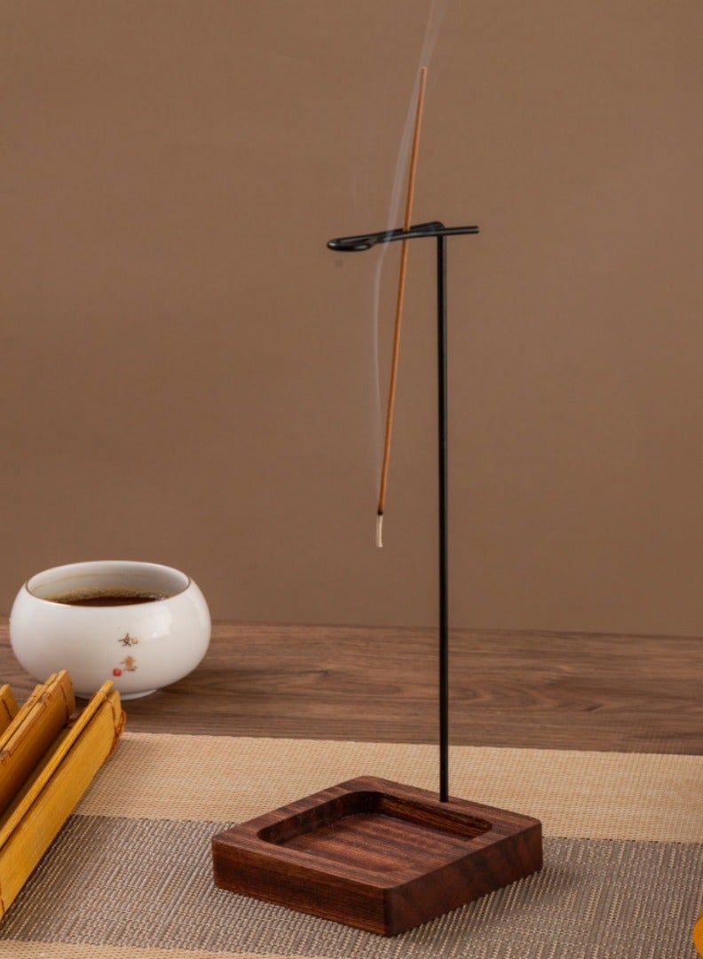 Incense Holder, Multi-Purpose Design Wooden Incense Burner ash Catcher with Brass Incense Stick Holder for Home Decor Yoga Spa Madiation - Image 2