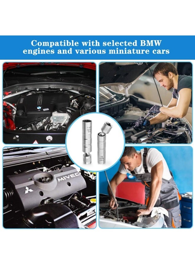 fantasize 2 Pcs Spark Plug Socket 14/ 16mm Universal Joint Magnetic Spark Plug Wrench 3/8-Inch Drive 12-Point Thin Wall Spark Plug Socket Spark Plug Removal Tool for Car Repair (14mm and 16mm) - Image 5