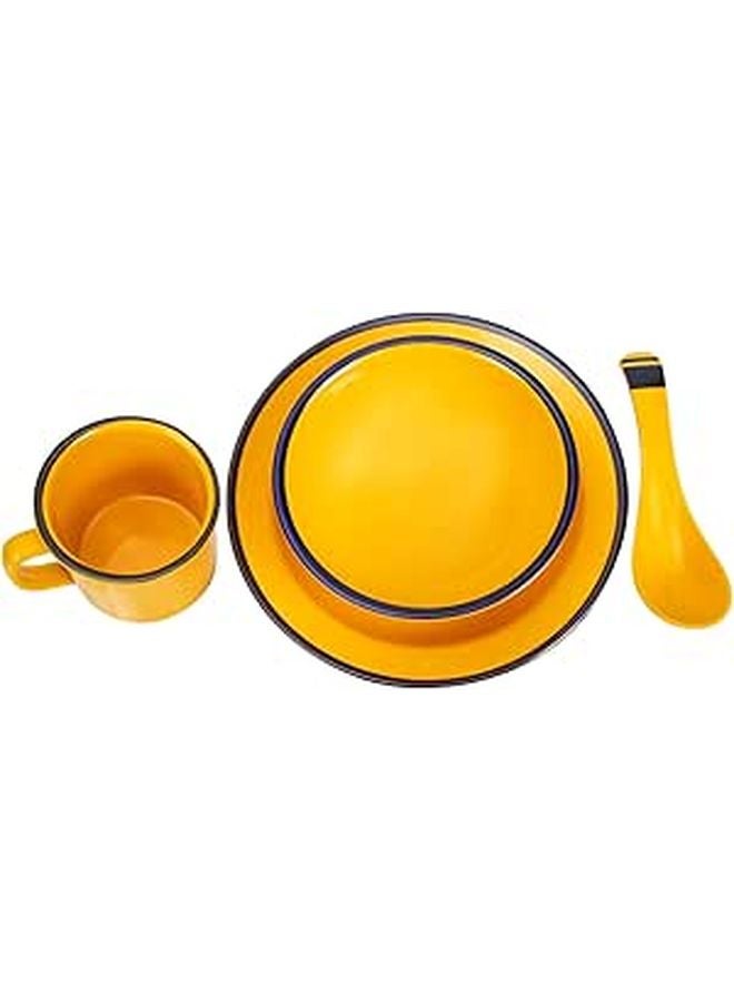 Unbreakable 4 Piece Dinnerware Set Plates Bowls Traditional Chinese Design Dishwasher Safe - Image 1