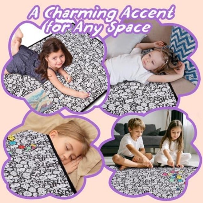 FIENZA DIY Coloring Blanket for Adults - Customizable Velvet Blanket with 12  Markers - Image 4