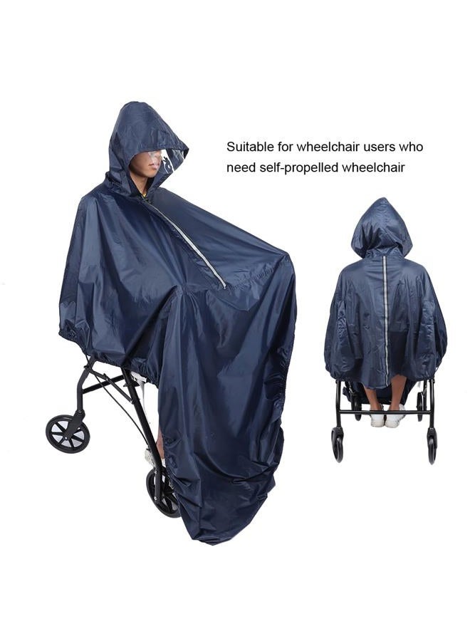 Estink Premium Nylon Wheelchair Rain Coat, Waterproof Reusable Multi-Use Washable Hooded Rain Poncho, for Adult Men Women, Black, M - Image 2