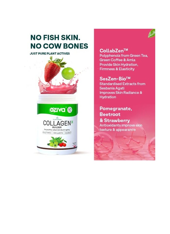 OZiva - OZiva Vegan Collagen  Tangy Amla  with Biotin and Vitamin C For Brighter and  Youthful Skin  Collagen Supplement For Women and Men  Plant Based Collagen Powder Certified Vegan 250g Pack of 1 - Image 1