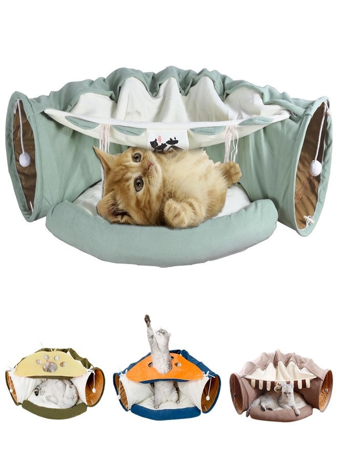 LEFTSTARER 2-in-1 Collapsible Cat Tunnel for Indoor Bed and Hideout - Pet Dog Rabbit Bunny Ferret Tunnel Tubes Toys with Removable Washable Mat, Tower Wheel Stuff - Image 1