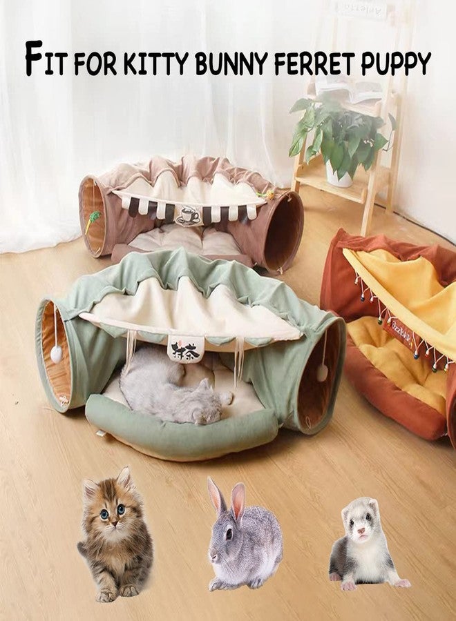 LEFTSTARER 2-in-1 Collapsible Cat Tunnel for Indoor Bed and Hideout - Pet Dog Rabbit Bunny Ferret Tunnel Tubes Toys with Removable Washable Mat, Tower Wheel Stuff - Image 5
