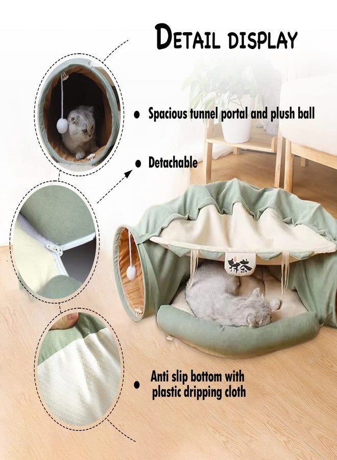 LEFTSTARER 2-in-1 Collapsible Cat Tunnel for Indoor Bed and Hideout - Pet Dog Rabbit Bunny Ferret Tunnel Tubes Toys with Removable Washable Mat, Tower Wheel Stuff - Image 3