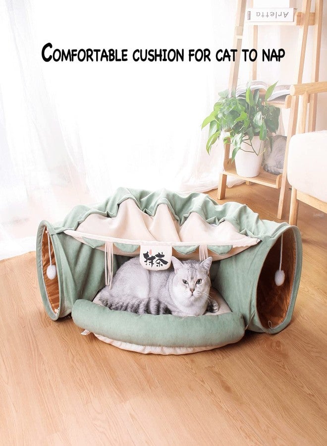 LEFTSTARER 2-in-1 Collapsible Cat Tunnel for Indoor Bed and Hideout - Pet Dog Rabbit Bunny Ferret Tunnel Tubes Toys with Removable Washable Mat, Tower Wheel Stuff - Image 4
