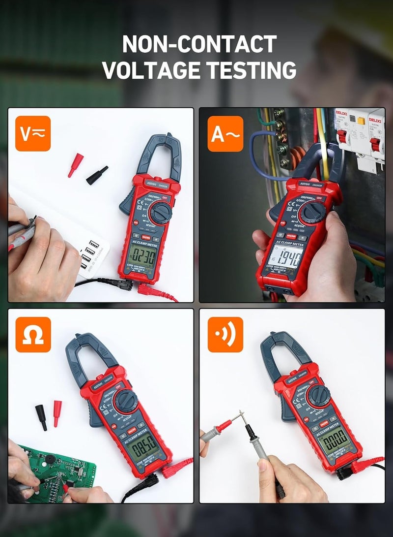 AstroAI Digital Clamp Meter Multimeter 2000 Counts Amp Voltage Tester Auto-ranging with AC/DC Voltage, AC Current, Resistance, Capacitance, Continuity, Live Wire Test, Non-Contact Voltage Detection  - Image 5