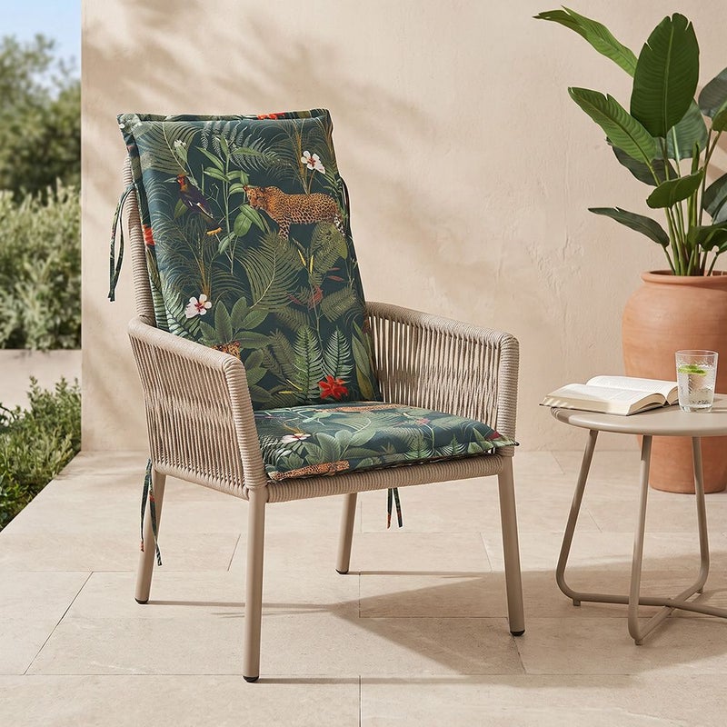 DANUBE HOME High Back Cushion 115X47X4Cm/120X52X4Cm - Wild Leopard, Multicolour, Statement High-Back Chair Cushion, 100% Polyester Fabric, For Patio Furniture - Image 1