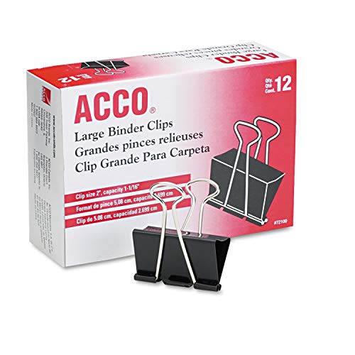 ACCO Brands مشابك ملفات ACCO، كبيرة، 2 علبة، 12 مشبك/علبة (72102) - Image 1