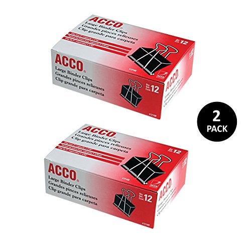ACCO Brands مشابك ملفات ACCO، كبيرة، 2 علبة، 12 مشبك/علبة (72102) - Image 2