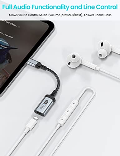 iMangoo USB C Audio Adapter for iPhone Lightning Headphones, Type C Male to Female for MFi Certified Earphones Converter for iPad 10 11 Air Mini for iPhone 17 17e 16 16e 15 Pro Max Converter Dongle Grey - Image 5