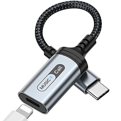 iMangoo USB C Audio Adapter for iPhone Lightning Headphones, Type C Male to Female for MFi Certified Earphones Converter for iPad 10 11 Air Mini for iPhone 17 17e 16 16e 15 Pro Max Converter Dongle Grey - Image 1