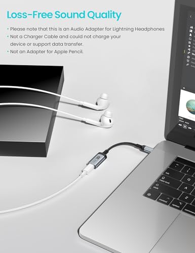 iMangoo USB C Audio Adapter for iPhone Lightning Headphones, Type C Male to Female for MFi Certified Earphones Converter for iPad 10 11 Air Mini for iPhone 17 17e 16 16e 15 Pro Max Converter Dongle Grey - Image 3