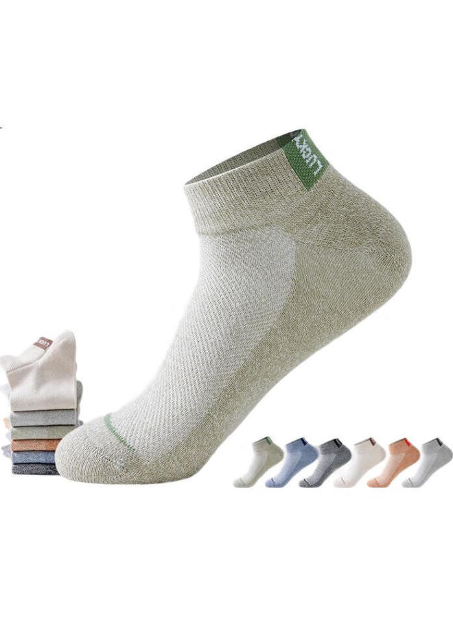 Men'S Summer Cotton Socks 100% Pure Cotton Anti-Odor Sweat-Absorbent Short Socks Antibacterial Wear-Resistant 7A Grade Cotton Mid-Calf Socks